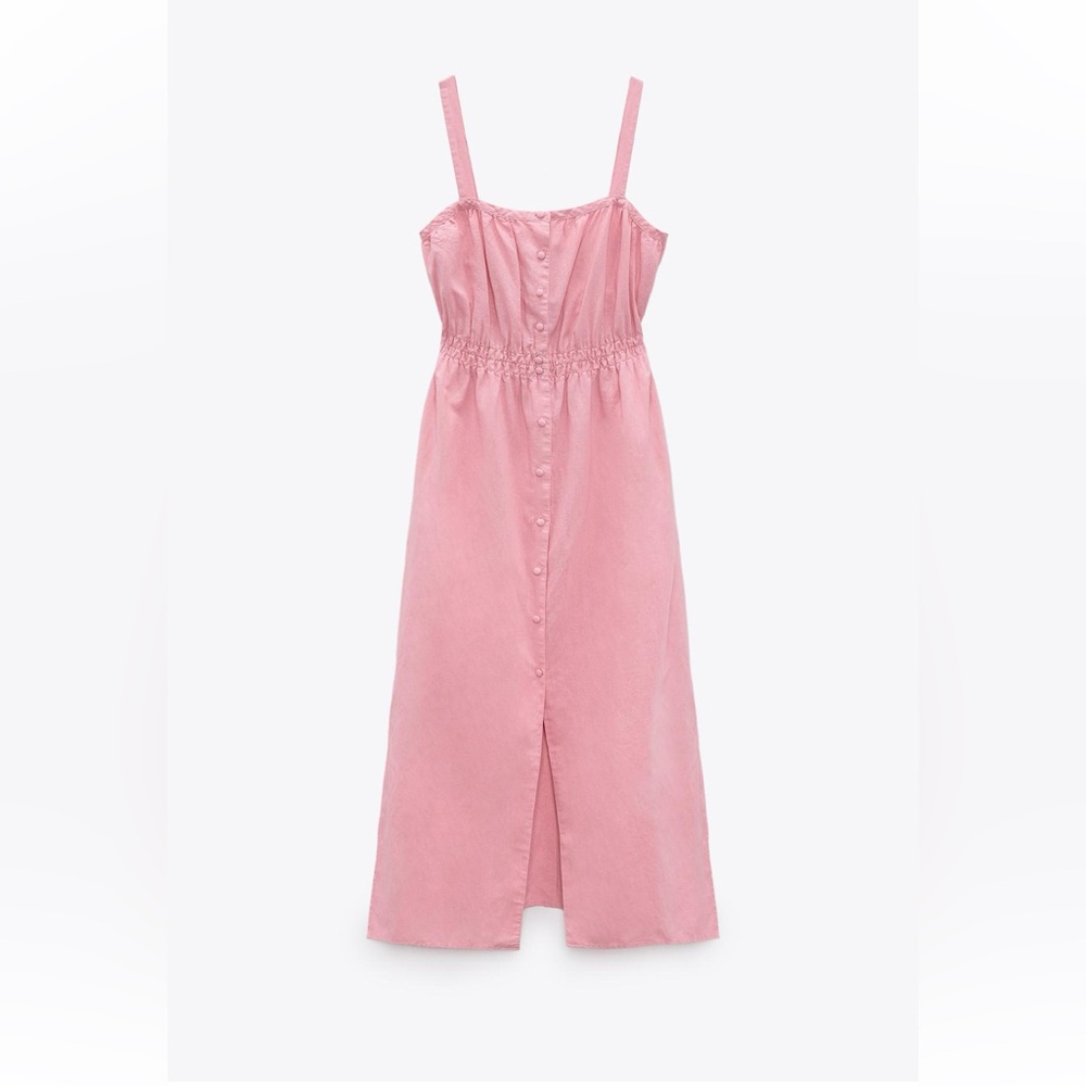 Zara bubble gum pink maxi dress with a small slit💕💗💞💓🌸